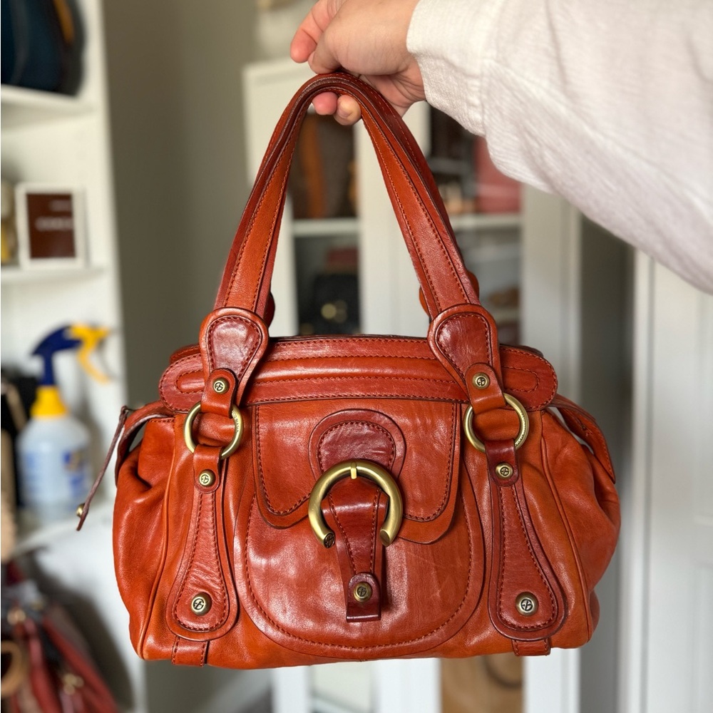 Francesco Biasia Burnt Orange Leather Shoulder Bag